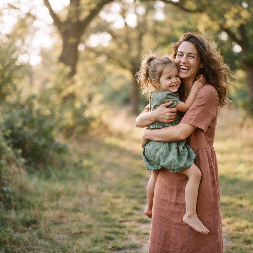 A parent and child sharing a tender moment