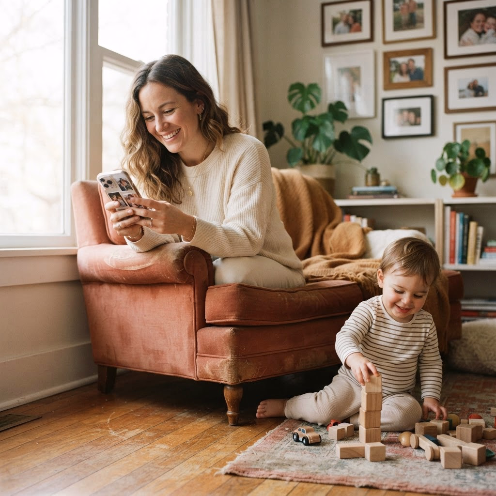 Parent enjoying a family memory